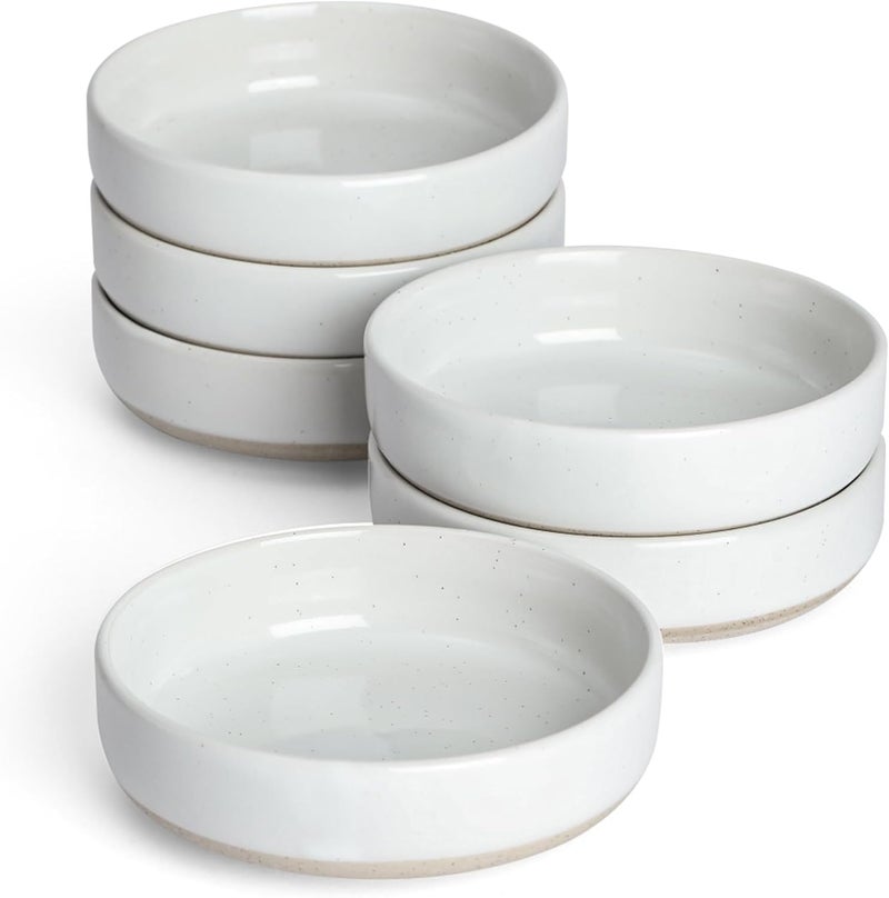 Famiware Milkyway Ceramic Soy Sauce Dish, Dipping Bowls Set of 6, Dipping Sauce Bowls/Dishes, 4oz Small Serving Bowls for Side Dishes, Condiment, Sushi, Appetizer, Dessert, White - Image 1